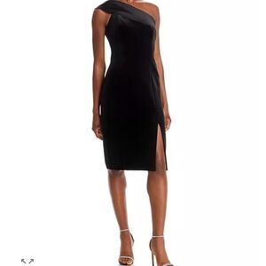Eliza J Black One-Shoulder Midi Dress